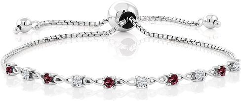 Gem Stone King 925 Sterling Silver Round Black Diamond and White Moissanite Tennis Bracelet for Women | 0.65 CTTW | جولة 2.5mm | قابل للتعديل بالكامل حتى 9 بوصات in Kuwait