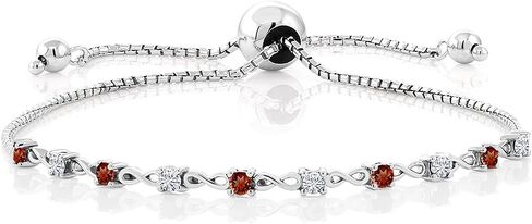 Gem Stone King 925 Sterling Silver Round Black Diamond and White Moissanite Tennis Bracelet for Women | 0.65 CTTW | جولة 2.5mm | قابل للتعديل بالكامل حتى 9 بوصات in Kuwait