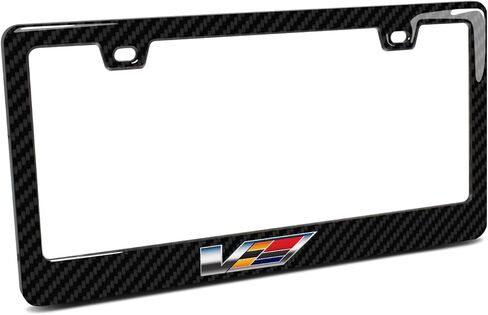for Cadillac V in 3D Logo on Real Carbon Fiber Finish ABS Plastic License Plate Frame is Official Licensed in Saudi Arabia