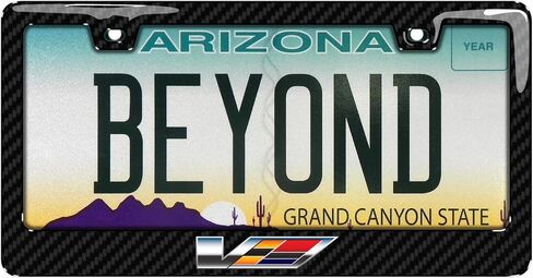 for Cadillac V in 3D Logo on Real Carbon Fiber Finish ABS Plastic License Plate Frame is Official Licensed in Saudi Arabia