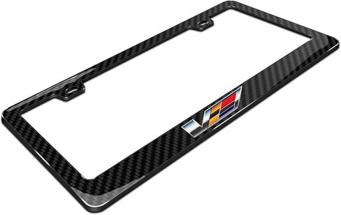 for Cadillac V in 3D Logo on Real Carbon Fiber Finish ABS Plastic License Plate Frame is Official Licensed in Saudi Arabia