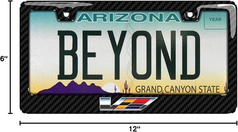 for Cadillac V in 3D Logo on Real Carbon Fiber Finish ABS Plastic License Plate Frame is Official Licensed in Saudi Arabia
