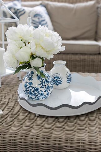 Mud Pie Cflwr Block Print Flower Vase, 7" x 6" in Saudi Arabia
