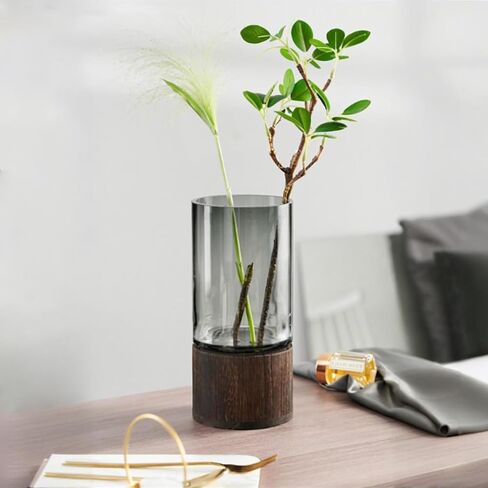 زهرية زجاجية طويلة طولها 10 بوصات ، مزهرية زهرة أسطوانية خشبية ، نمط ريفي كلاسيكي للموقد ، موقد ، مطبخ ، غرفة نوم ، غرفة معيشة ، مكتب مكاتب مركزية in Kuwait