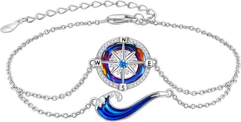 Wave Bracelet for Women Sterling Silver Created Opal Ocean Bracelet Wave Starfish Jewelry for Ocean Lovers in Saudi Arabia