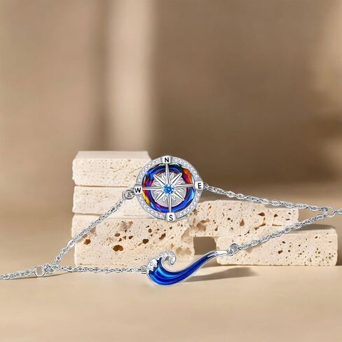 Wave Bracelet for Women Sterling Silver Created Opal Ocean Bracelet Wave Starfish Jewelry for Ocean Lovers in Saudi Arabia