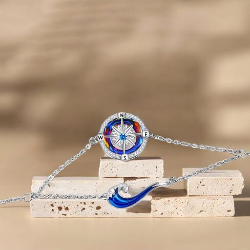 Wave Bracelet for Women Sterling Silver Created Opal Ocean Bracelet Wave Starfish Jewelry for Ocean Lovers in Saudi Arabia