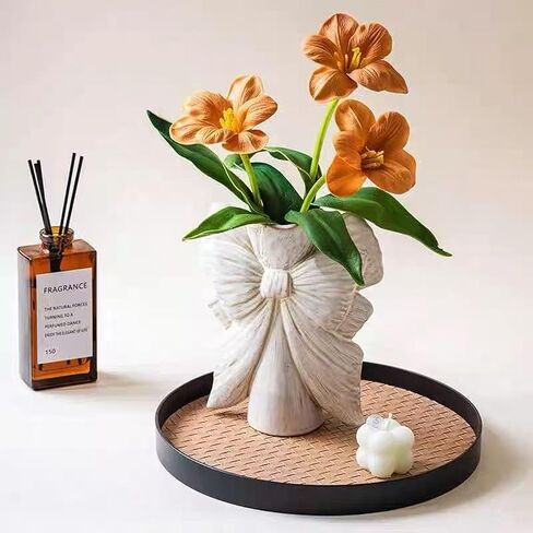 مزهرية صغيرة من السيراميك الأبيض الحديثة Wabi Sabi Seramic Flower Vase ، مزهريات فريدة من فريدة من نوعها للزهور مع مقبض ، مزهرية زخرفية على طراز بوهو المصنوعة يدويًا للديكور المنزلي in Kuwait