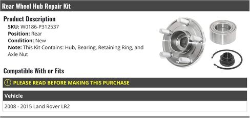 Rear Wheel Bearing and Hub Repair Kit - Compatible with 2008-2015 Land Rover LR2 in Saudi Arabia