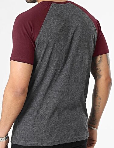 Mens Casual Slim Fit Raglan Contrast Cotton Short Sleeve Baseball Jersey Tshirts in Kuwait