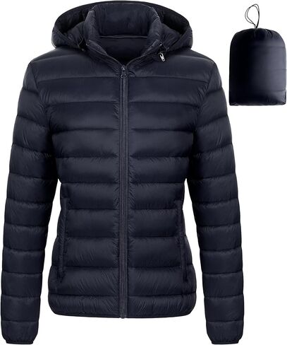 Chrisuno Women's Lightweight Short Puffer Jacket Packable Quilt Warm Winter Coat with Removable Hood in Kuwait