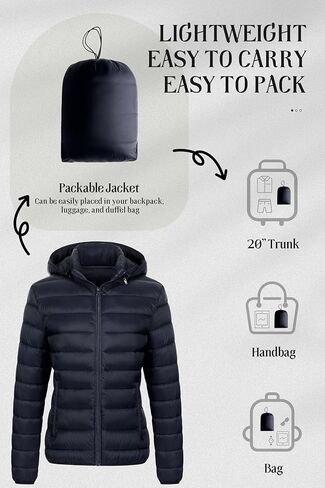 Chrisuno Women's Lightweight Short Puffer Jacket Packable Quilt Warm Winter Coat with Removable Hood in Kuwait