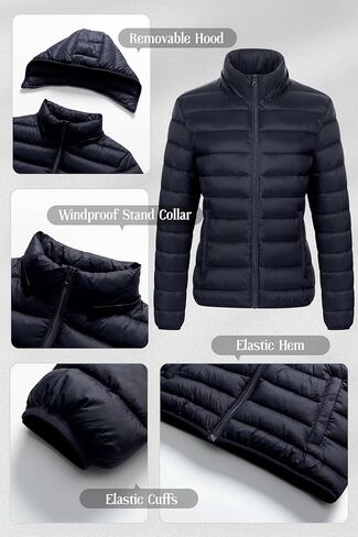 Chrisuno Women's Lightweight Short Puffer Jacket Packable Quilt Warm Winter Coat with Removable Hood in Kuwait