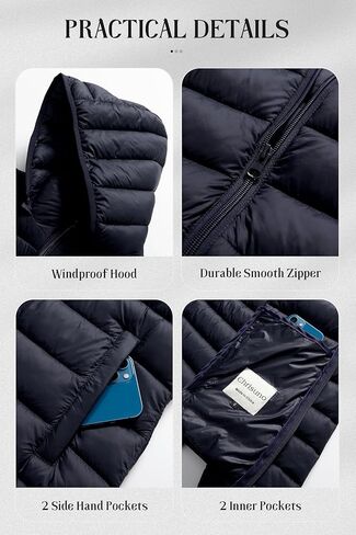 Chrisuno Women's Lightweight Short Puffer Jacket Packable Quilt Warm Winter Coat with Removable Hood in Kuwait