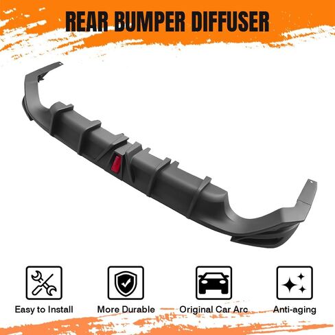 Rear Bumper Diffuser Lip w/LED Light, Compatible with 2018-2024 Toyota Camry LE XLE Models Only, Injection PP Matte Black Rear Lower Lip Valance Splitter, 3PCS in Saudi Arabia