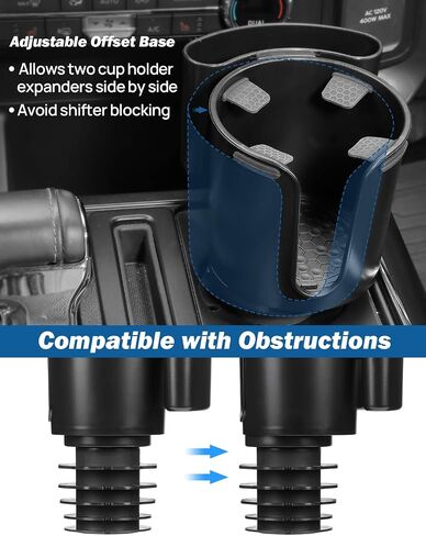 JOYTUTUS Car Cup Holder Extender, 2-in-1 Cup Holder Extender for Cars with Phone Holder, Universal Car Cup Holder for Yeti, Hydro Flask, Stanley 32/40oz, Other 3.4″-3.8″ Bottles in Saudi Arabia