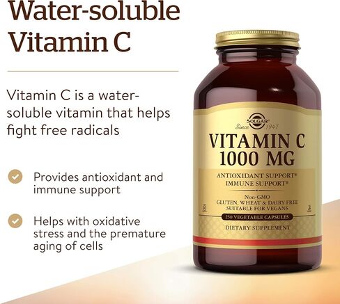 Solgar Vitamin C 1000 mg, 100 Vegetable Capsules - Antioxidant & Immune Support - Overall Health - Healthy Skin & Joints - Bioflavonoids Supplement - Non-GMO, Vegan, Gluten Free, Kosher - 100 Servings in Saudi Arabia