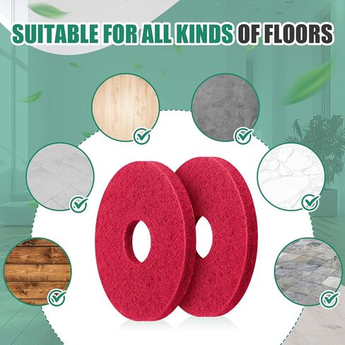 5 Pcs 12" Green Cleaning Orbiter Pads Floor Buffer Pads Commercial Floor Scrubber Pads Floor Maintenance Pads Hardwood Floor Polisher Cleaning and Stripping Pads for Orbiter Floor Machine in Kuwait