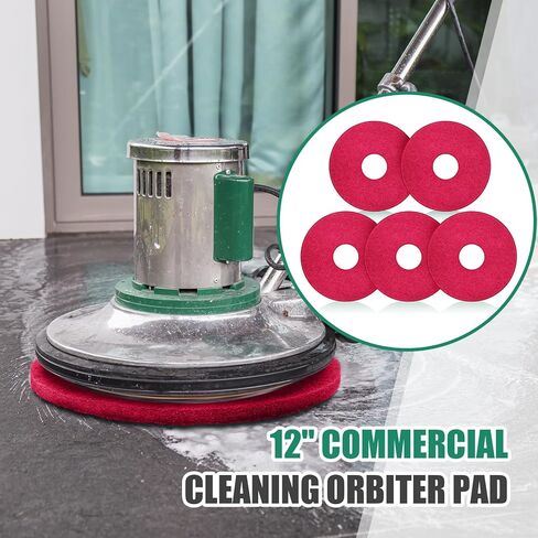 5 Pcs 12" Green Cleaning Orbiter Pads Floor Buffer Pads Commercial Floor Scrubber Pads Floor Maintenance Pads Hardwood Floor Polisher Cleaning and Stripping Pads for Orbiter Floor Machine in Kuwait