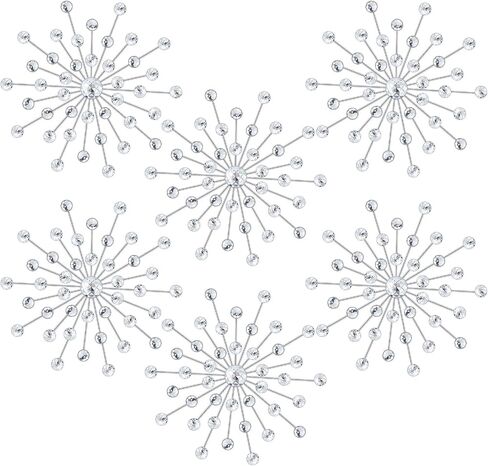 Barydat 6 Pcs Metal Starburst Wall Decor Bling Crystal Wall Art Rhinestones Sunburst Home Decorative No Punch Rhinestone Wall Hanging Diamond Accents for Living Room Bedroom(25cm, 20cm, 15cm,Silver) in Kuwait