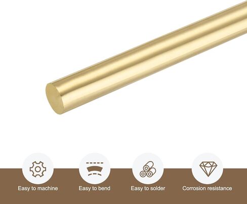 قضبان نحاسية من MECCANIXITY مقاس 1/8 بوصة × 12 بوصة قضيب مستدير نحاسي صلب لمقبض دبوس DIY مجموعة مواد حرفية مكونة من قطعة واحدة in Saudi Arabia