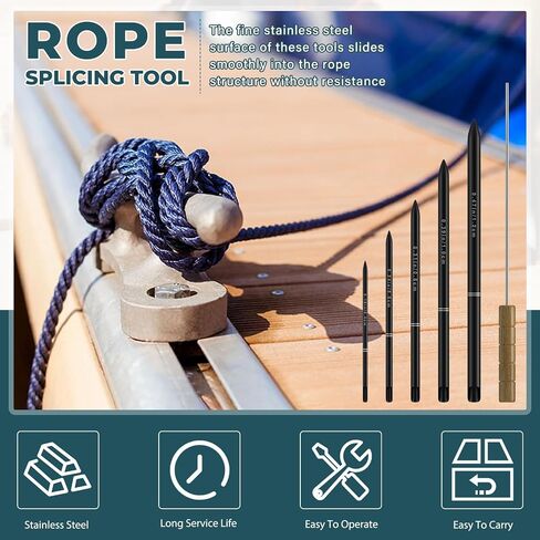 Rope Splicing Kit & Rope Fids Pusher, Rope Splicing Tool Kit for Splicing Double Braid Rope 0.16-0.47",Stainless Steel FID Rope Splicing Fids Kit for Double Braid Eye Splice in Kuwait