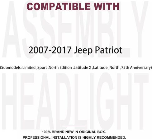 4-Piece Kit Headlights Assembly For 2007-2017 Jeep Patriot(MK74) Limited Sport Base North Replacement Headlamps Driver and Passenger Side 2-Corner Light and 2-Headlight in Saudi Arabia