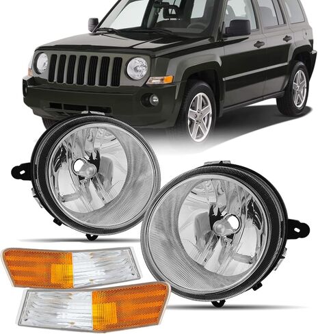 4-Piece Kit Headlights Assembly For 2007-2017 Jeep Patriot(MK74) Limited Sport Base North Replacement Headlamps Driver and Passenger Side 2-Corner Light and 2-Headlight in Saudi Arabia