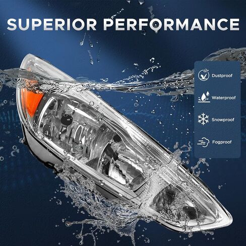 مجموعة المصابيح الأمامية الهالوجين تناسب Ford Focus S/SE/ST 2015-2018 ، مصابيح أمامية محفوظة كروم العاكس العنبر وجانب الركاب in Saudi Arabia