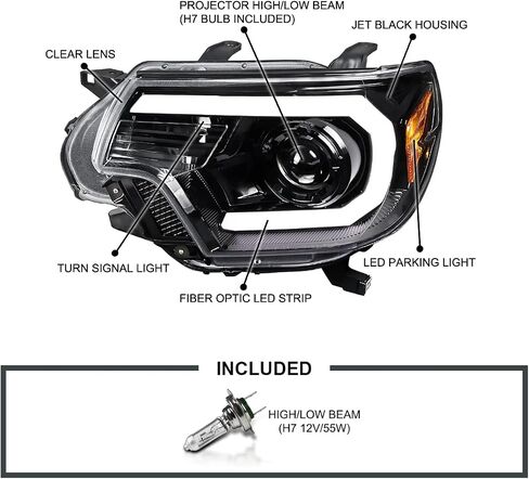 المواصفات Tuning Jet Black LED Light Bar Projector المصابيح الأمامية المتوافقة مع 2012-2015 Toyota Tacoma ، تجميع المصابيح الأمامية للزوج الأيسر + اليسار in Saudi Arabia