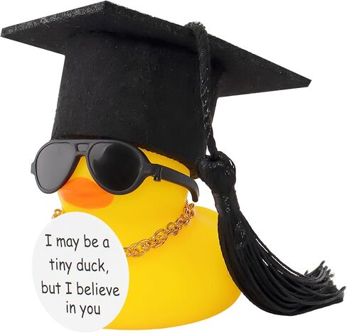 wonuu Emotional Support Rubber Duck Car Ornament, Duck Car Dashboard Decorations for Graduation Gift Duck Cool Car Accessories, Black in Saudi Arabia