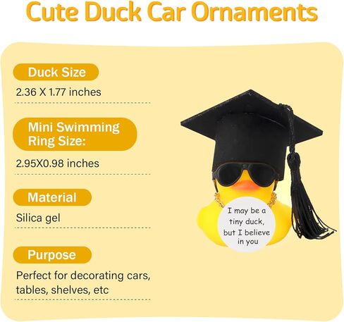 wonuu Emotional Support Rubber Duck Car Ornament, Duck Car Dashboard Decorations for Graduation Gift Duck Cool Car Accessories, Black in Saudi Arabia