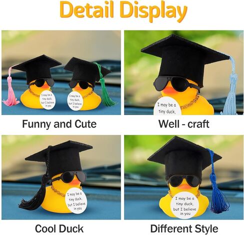 wonuu Emotional Support Rubber Duck Car Ornament, Duck Car Dashboard Decorations for Graduation Gift Duck Cool Car Accessories, Black in Saudi Arabia
