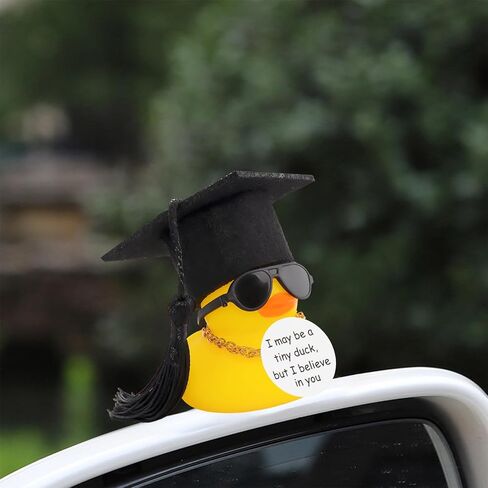 wonuu Emotional Support Rubber Duck Car Ornament, Duck Car Dashboard Decorations for Graduation Gift Duck Cool Car Accessories, Black in Saudi Arabia