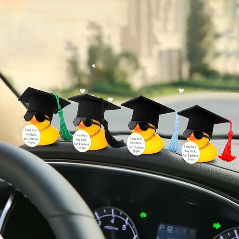 wonuu Emotional Support Rubber Duck Car Ornament, Duck Car Dashboard Decorations for Graduation Gift Duck Cool Car Accessories, Black in Saudi Arabia