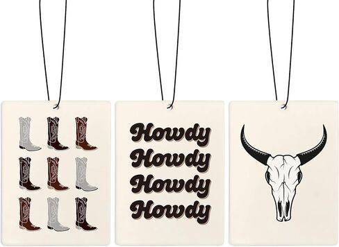 Boho Western Howdy Car Air Graper ، Preppy Black Cowgirl Boots Bull Skull Air Straming 3 PCS للسيارات خزانة درج أو كتب ، إكسسوارات سيارات غربية لطيفة للنساء للنساء الرجال in Kuwait