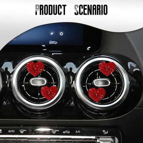 NTNEV 4PCS CAR CAR BLING AIR VENT ، إكسسوارات حجر الراين الكريستالي على شكل قلب ، إكسسوارات تزيين السيارات العالمية ، مقطع مخرج تكييف الهواء (وردي) in Saudi Arabia