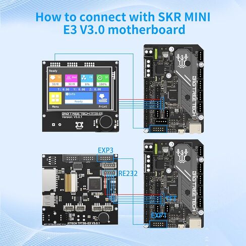 BIGTREETECH SKR Mini E3 V3.0 Motherboard + TFT35 E3 V3.0.1 Touch Screen Upgrade Kit for Ender-3 Ender-3 Pro 3D Printers, BTT 32-bit Silent Main Board Onboard TMC2209, Support Marlin/Klipper in Kuwait