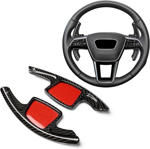 T-Carbon Teenering Shift Paddle تناسب Audi A7 A8 2025 ؛ تمديدات شيفتر مجداف الألياف الكربونية الحقيقية تناسب Audi A5 2017-Up A6 2019-Up E-Tron 2023 S8 S7 S6 S4 2021-2024 الملحقات الداخلية in Kuwait