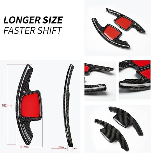 T-Carbon Teenering Shift Paddle تناسب Audi A7 A8 2025 ؛ تمديدات شيفتر مجداف الألياف الكربونية الحقيقية تناسب Audi A5 2017-Up A6 2019-Up E-Tron 2023 S8 S7 S6 S4 2021-2024 الملحقات الداخلية in Kuwait