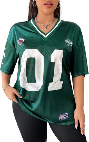 Verdusa Women's Plus Size Jersey T Shirts Hip Hop Short Sleeve Oversized Tee Tops Streetwear in Saudi Arabia