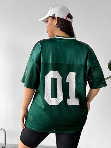 Verdusa Women's Plus Size Jersey T Shirts Hip Hop Short Sleeve Oversized Tee Tops Streetwear in Saudi Arabia