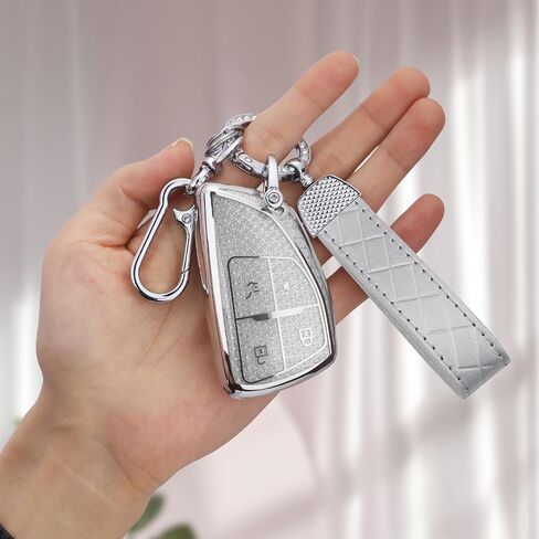 for 2025 2024 2023 Chevy key fob cover, Soft TPU Keys Protector Bling Key Fob Keychain for Colorado Equinox Silverado GMC Canyon Sierra 4 Button Smart Key, Silver Clear in Saudi Arabia