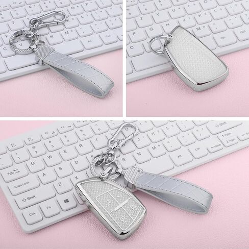 for 2025 2024 2023 Chevy key fob cover, Soft TPU Keys Protector Bling Key Fob Keychain for Colorado Equinox Silverado GMC Canyon Sierra 4 Button Smart Key, Silver Clear in Saudi Arabia