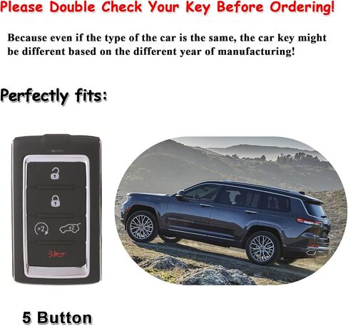 تغطية مفتاح جلدي سهلة لجيب 2021-2024 Grand Cherokee L Grand Wagoneer Key Case Case-keychain حامل المفتاح الذكي البني in Kuwait