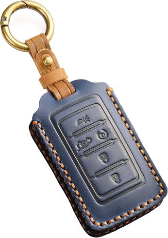 تغطية مفتاح جلدي سهلة لجيب 2021-2024 Grand Cherokee L Grand Wagoneer Key Case Case-keychain حامل المفتاح الذكي البني in Kuwait