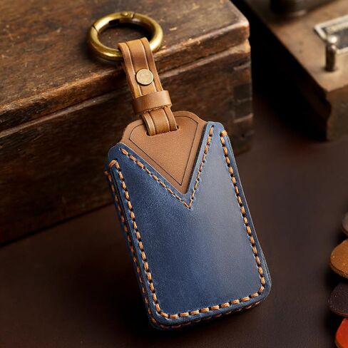 تغطية مفتاح جلدي سهلة لجيب 2021-2024 Grand Cherokee L Grand Wagoneer Key Case Case-keychain حامل المفتاح الذكي البني in Kuwait