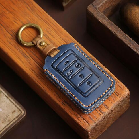 تغطية مفتاح جلدي سهلة لجيب 2021-2024 Grand Cherokee L Grand Wagoneer Key Case Case-keychain حامل المفتاح الذكي البني in Kuwait