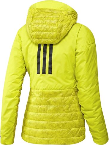 adidas womens terrex myshelter أسفل سترة معطف مقنعين ، حمض أصفر ، كبير in Saudi Arabia