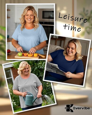 3 Pack Women's Plus Size Cotton Shirts, Scoop Neck Short Sleeve Casual Tops Summer Basic Tunic Tees in Kuwait